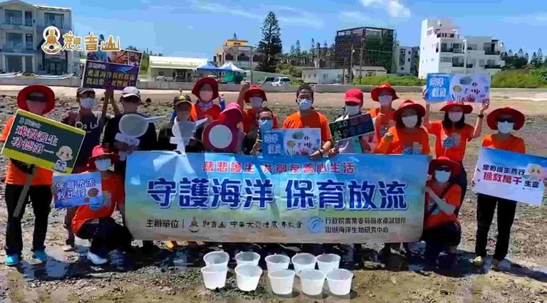 國際鱟保育日 觀音山與水試所、台電合作放流三棘鱟重返棲息地 龍德上師保育放流
