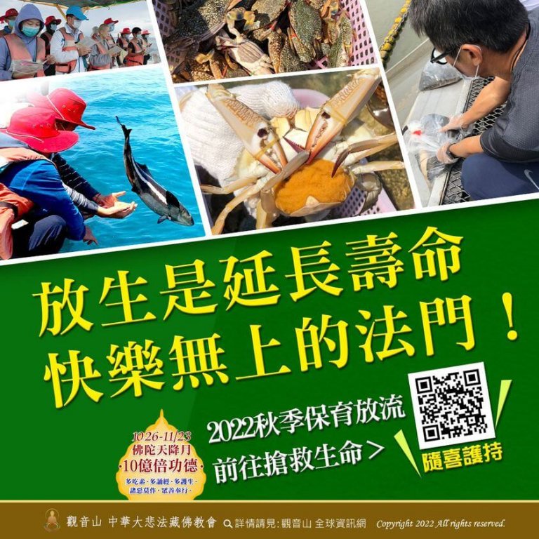 放生功德利益，放生延壽，觀音山保育放流，龍德上師，龍德上師保育放流，觀音山放生